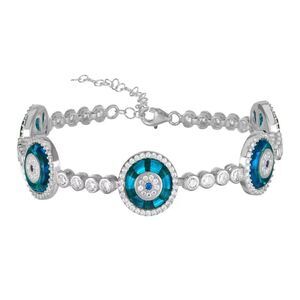 NWT Sphera Milano Sterling Silver Cubic Zirconia Evil Eye Link Bracelet